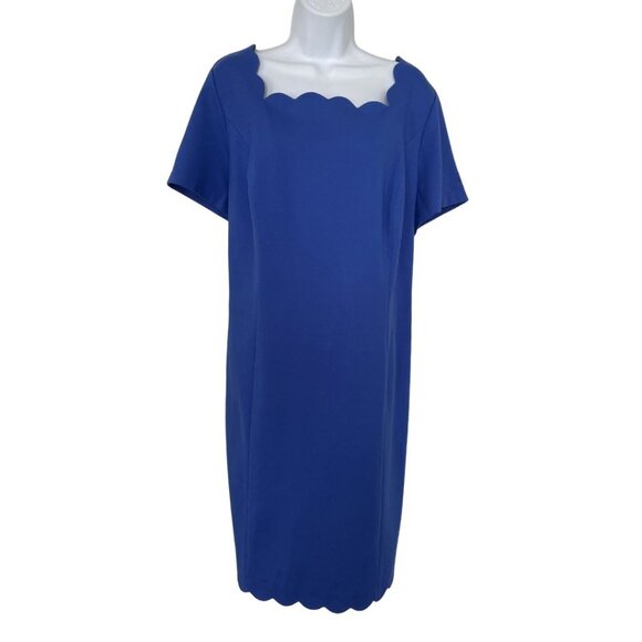 NEW Talbots Royal Blue Square Scalloped Neck Sheath Dress Plus Size 16W - Picture 1 of 9